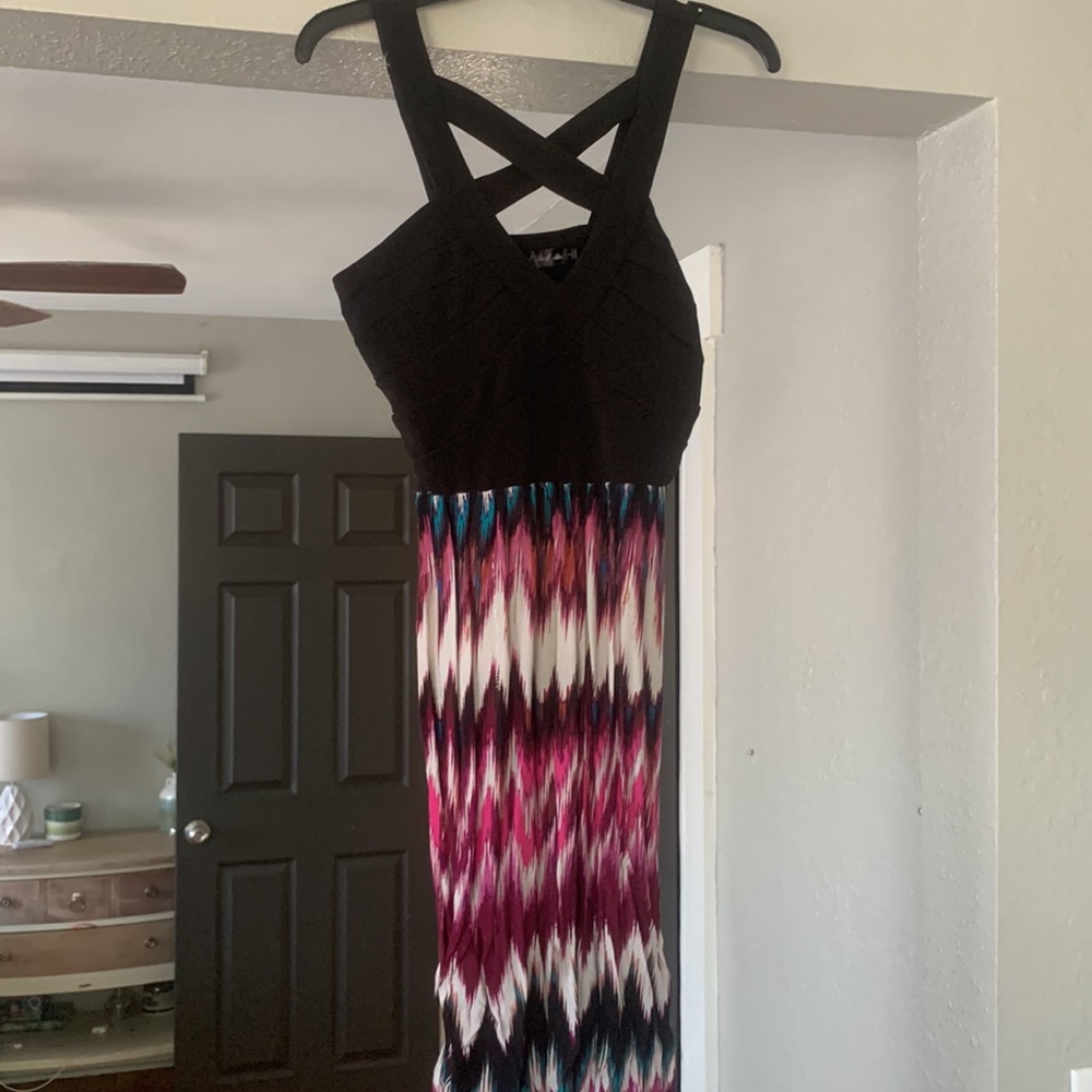 Chevron patterned maxi dress
